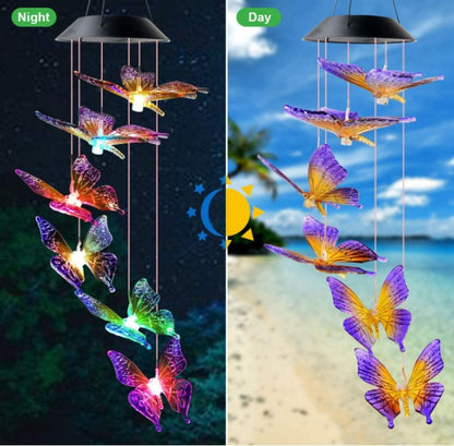 🦋Dê um toque especial ao seu jardim✨Sinos de vento solares com desenhos criativos de pássaros