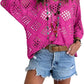 🥰Promoção de Verão - 50% de desconto💛Top de croché bege de inspiração boémia para mulher, com decote em V