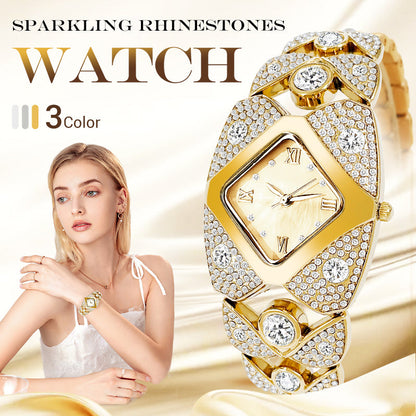 💜Relógio retro de quartzo com strass brilhantes⌚