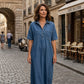 👗 50% DESCONTO AGORA! 👖 Vestido Camisa Casual Midi Jeans com Bolsos – Denim macio e corte largo – Bolsos funcionais, perfeito para o dia a dia casual – confortável e versátil ✨🌸