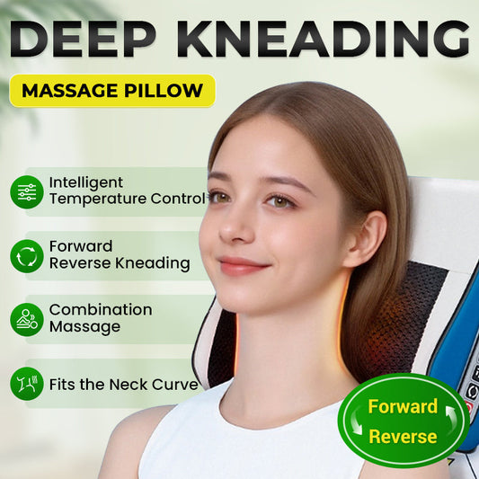 🎊Elimina toda a sua fadiga num instante🎊Almofada de massagem multifuncional com aquecimento e amassamento profundo