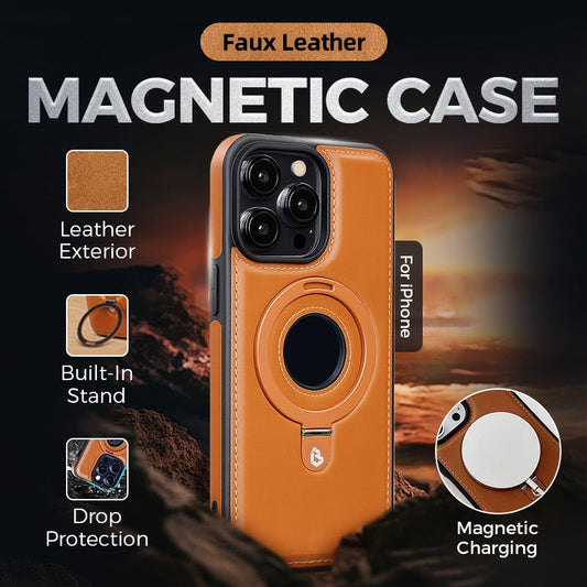 Capa magnética à prova de choques em imitação de couro para iPhone