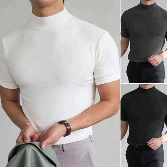 🆒40% DE DESCONTO👕Camiseta masculina de gola alta e corte justo⚡