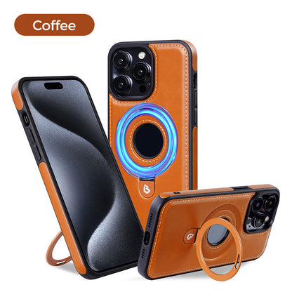 Capa magnética à prova de choques em imitação de couro para iPhone