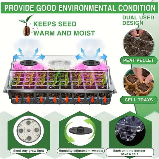 🥳Oferta Imperdível 2026🥳💞Mais de 50 mil unidades vendidas! 🎉🌱 50% de desconto! Tabuleiros de germinação com luz de cultivo – humidade ajustável, visualização transparente e ventilação. Cultive mudas fortes mais rapidamente! 🛡️✅
