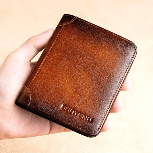 ⏳Promoção por tempo limitado⏰Carteira minimalista em pele com bloqueio RFID para homem – Ultrafina, em pele de vaca genuína de primeira camada, com design compacto para o dia a dia