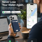 Carteira inteligente MagSafe em pele Nappa genuína – com Apple Find My™ e Google Find Hub™, proteção RFID e carregamento sem fios.