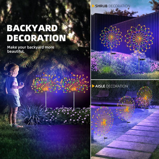 📢📢50% DESCONTO!! ⏰Luzes de jardim solares impermeáveis IP65 com fogos de artifício | 90 LEDs | Candeeiro decorativo para pátio exterior DIY ✨