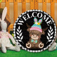 🐇 Promoção de Páscoa: 50% DE DESCONTO!!💥 Placa de boas-vindas com vaca das Terras Altas intercambiável com chapéus destacáveis com íman e gado fofo para pendurar