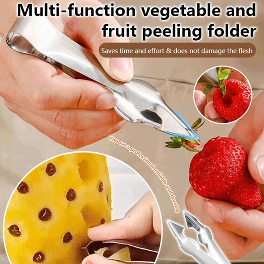 Clipe multifuncional para retirar os talos de frutas e legumes