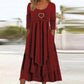 Best seller🏆👗 Vestido midi com folhos e detalhe de coração – Corte em A que realça a silhueta e tecido leve, perfeito para viagens ou encontros.