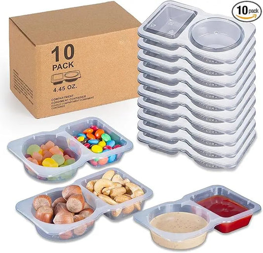 🔥PROMOÇÃO DE ÚLTIMO DIA - 50% DESCONTO🔥 Potes para Snacks com Dupla Divisória e Tampa