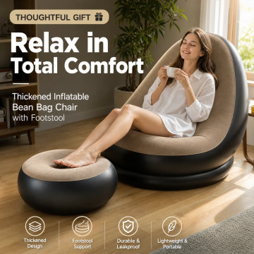 🥳💞 Mais de 50 mil vendidos! 🛋️🎁 50% de desconto! Poltrona insuflável com puff e bomba elétrica – PVC com toque aveludado, suporta 150 kg, pronta em 2 minutos! Relaxe com conforto! ✨💪