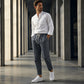 👖 50% DESCONTO AGORA! 🌿 Calças de linho para homem – Riscas e cropped – Cintura elástica e cordão – Calças de verão respiráveis🏖️