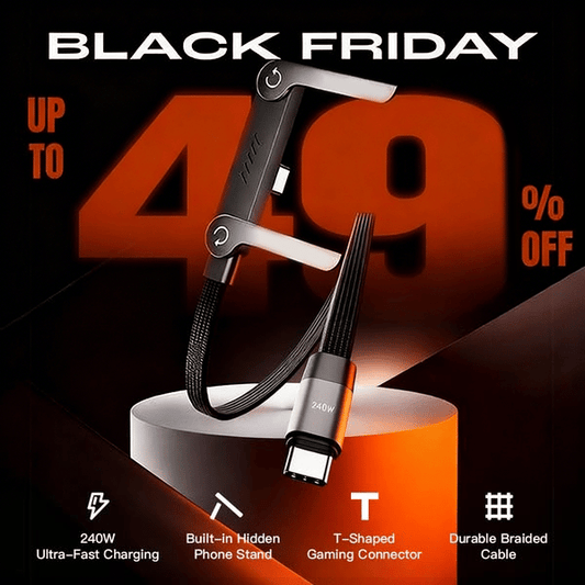 🎉COMPRE MAIS, POUPE MAIS🎁⚡️Carregamento super rápido de 240 W📱Cabo de carregamento com suporte invisível