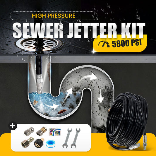 🚿 Kit de limpeza de esgotos de 5800 PSI – Bocal rotativo e mangueira reforçada para desentupir tubos 🛠️✨