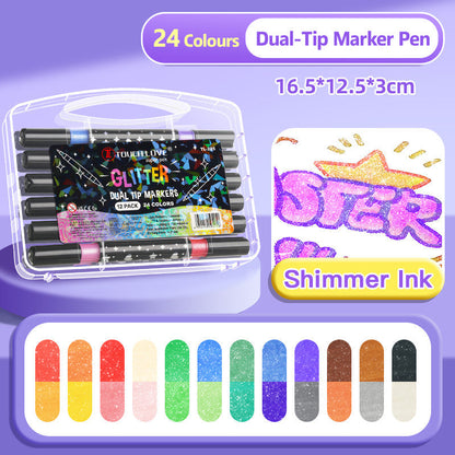 ✨🎁Caneta marcador com ponta dupla e glitter