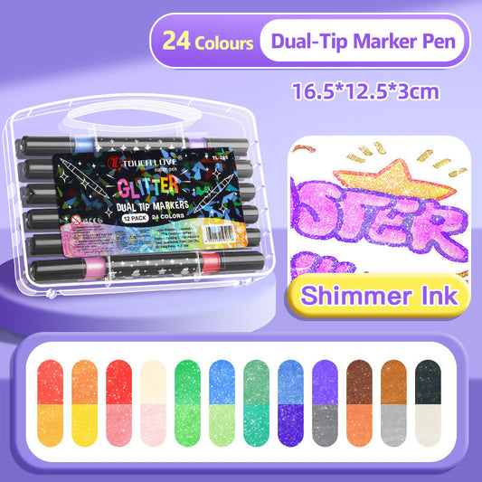 ✨🎁Caneta marcador com ponta dupla e glitter