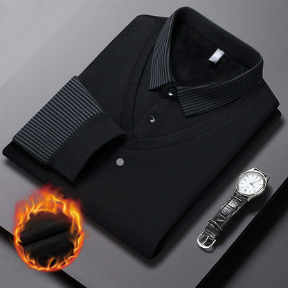 ❄️Promoção de inverno com 50% de desconto 🔥Camisa falsa de duas peças com lapela listrada