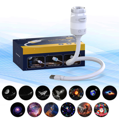 🌌 50% DESCONTO AGORA! 💫 Candeeiro USB com projeção de céu estrelado – 13 discos de filme intercambiáveis e haste flexível – perfeito para o quarto ✨