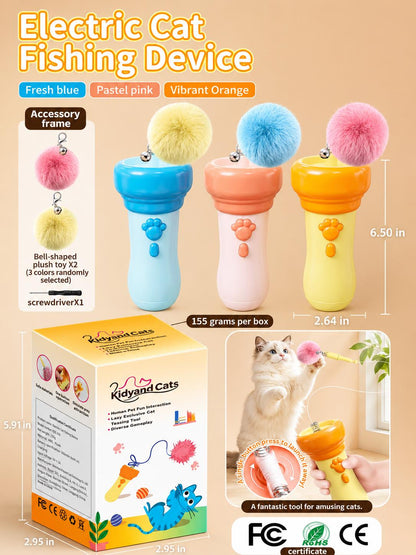🐱🎯 2026 Electric Cat Wand Toy – Automatic Retractable Teaser with Plush Ball Launcher