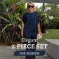 💎 60% DE DESCONTO! 💎 Conjunto encantador composto por top assimétrico e calças largas – bainha assimétrica, dupla camada esvoaçante e elegância para todo o dia 👗✨