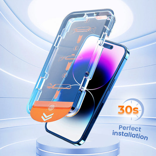 🔥50% DE DESCONTO🔥 Protetor de ecrã em vidro temperado 4K HD/anti-espreitadelas com instalação automática de remoção de pó para iPhone