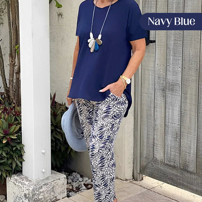 Conjunto de duas peças casual para mulher, ideal para as férias