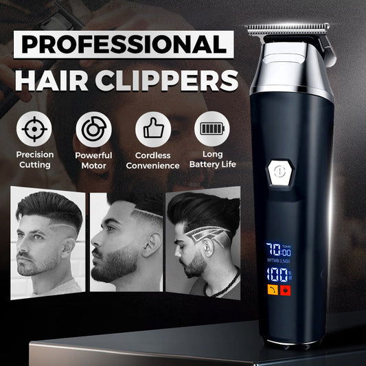 🔥Novo sucesso de vendas🔥 Máquina de cortar cabelo elétrica profissional com visor digital para uso doméstico