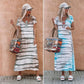 🍃 Vestido comprido largo | Vestido maxi de verão respirável com decote em V