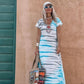 🍃 Vestido comprido largo | Vestido maxi de verão respirável com decote em V