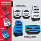 ✨Kit de Capas Antiderrapantes para Pedais de Carro | Superfície de borracha antiderrapante, fixação por parafusos sem necessidade de furar | Modelos Manual (3 peças) e Automático (2 peças) | Vermelho, Azul, Prateado