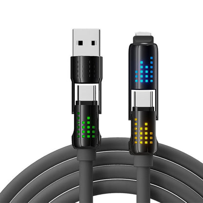 Cabo de dados 4 em 1 com carregamento rápido e luz intermitente suave