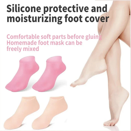 Máscara hidratante para os pés, meias esfoliantes em silicone, meias protetoras para a praia.