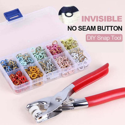 🛠️ 50% DE DESCONTO AGORA! ✨ Kit de artesanato DIY com botões de pressão - Crie roupas e acessórios personalizados com ferramentas fáceis de usar e botões multicoloridos 🧵🎨