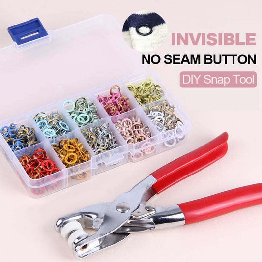 🛠️ 50% DE DESCONTO AGORA! ✨ Kit de artesanato DIY com botões de pressão - Crie roupas e acessórios personalizados com ferramentas fáceis de usar e botões multicoloridos 🧵🎨