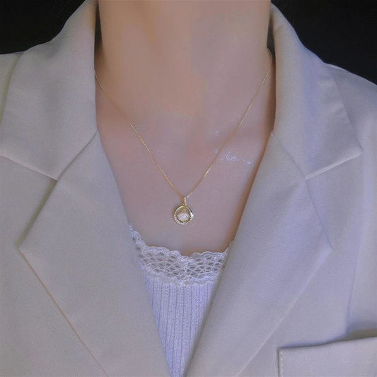 🌟Colar encantador com círculo de zircônia e conchas