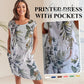 🌸Ofertas de Primavera🌸 Vestido casual estampado com bolsos