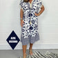 ✨Vestido casual estampado com decote em V e mangas curtas com franjas