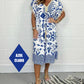 ✨Vestido casual estampado com decote em V e mangas curtas com franjas