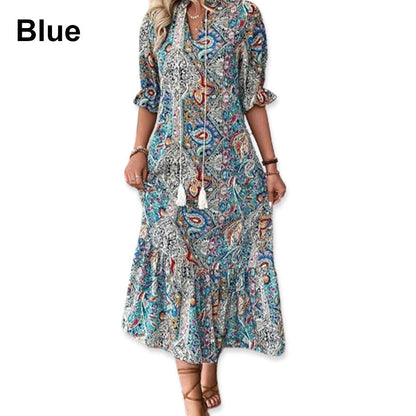 🌸Oferta Especial Verão💐 Vestido Floral de Verão para Mulher com Decote em V