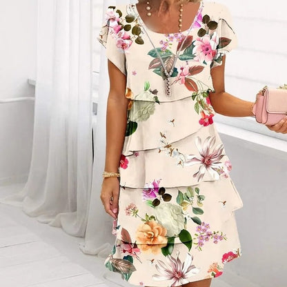 🔥Sucesso de Vendas! 50% de desconto🔥🌸Especial Verão🌸 Vestido Cascata com Estampado Floral Multicolor
