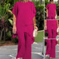 💎 60% DE DESCONTO! 💎 Conjunto encantador composto por top assimétrico e calças largas – bainha assimétrica, dupla camada esvoaçante e elegância para todo o dia 👗✨