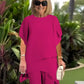 💎 60% DE DESCONTO! 💎 Conjunto encantador composto por top assimétrico e calças largas – bainha assimétrica, dupla camada esvoaçante e elegância para todo o dia 👗✨