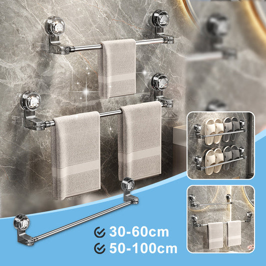 🛁✨ Suporte de toalha retrátil com ventosa, leve e luxuoso, sem necessidade de furos.