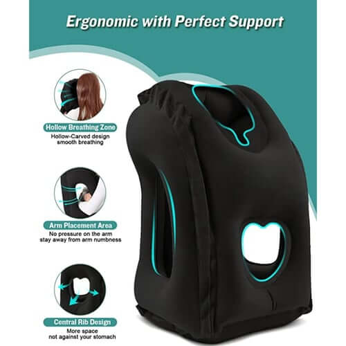 🔥50% de desconto🌬️✈️😴 Almofada de viagem portátil, insuflável e ergonómica: desfrute de um sono confortável a qualquer hora e em qualquer lugar 🧳💤