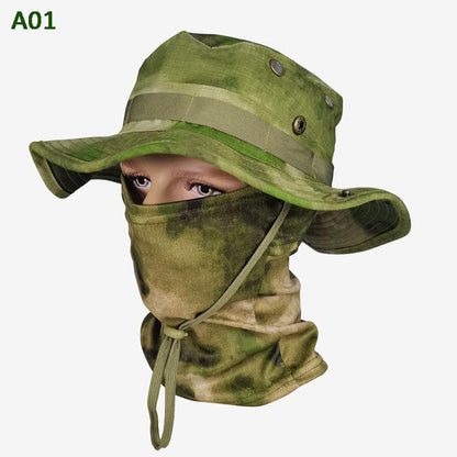 💎 50% DE DESCONTO! 💎 Chapéu de pesca e máscara de pescoço 2 em 1 com camuflagem – Proteção UPF 50+, design destacável e respirável 🌞🎣