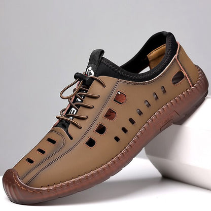 🎉Sapatos de caminhada com biqueira aberta em couro macio🎉 - Compre 2 e ganhe envio gratuito