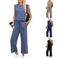 🌺 Promoção especial: 49% de desconto🌺 Novo conjunto de 2 peças para mulher: top sem mangas e calças largas
