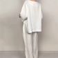 💎 Conjunto de 2 peças em algodão e linho com bainha assimétrica – top com decote em V + calças de perna larga, respirável e com um estilo descontraído 🍂👚